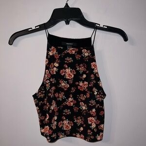 Black and red floral crop top forever 21 small
